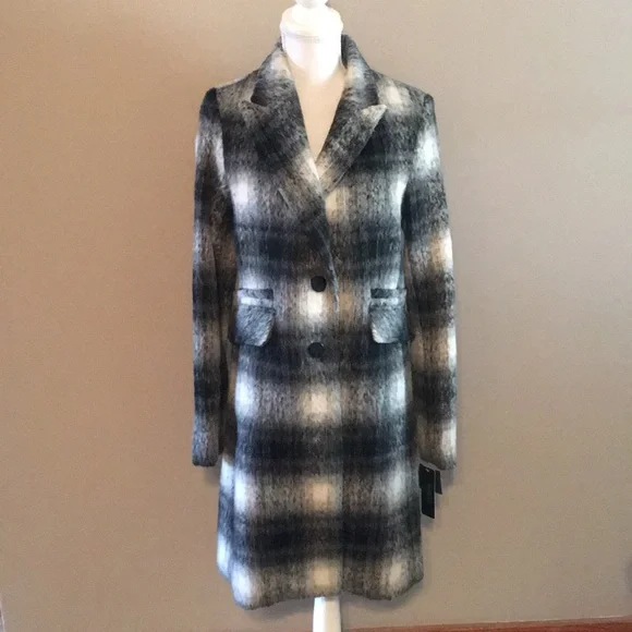 Laundry By Shelli Segal Plaid Faux Fur Coat NWT - Picture 2 of 10